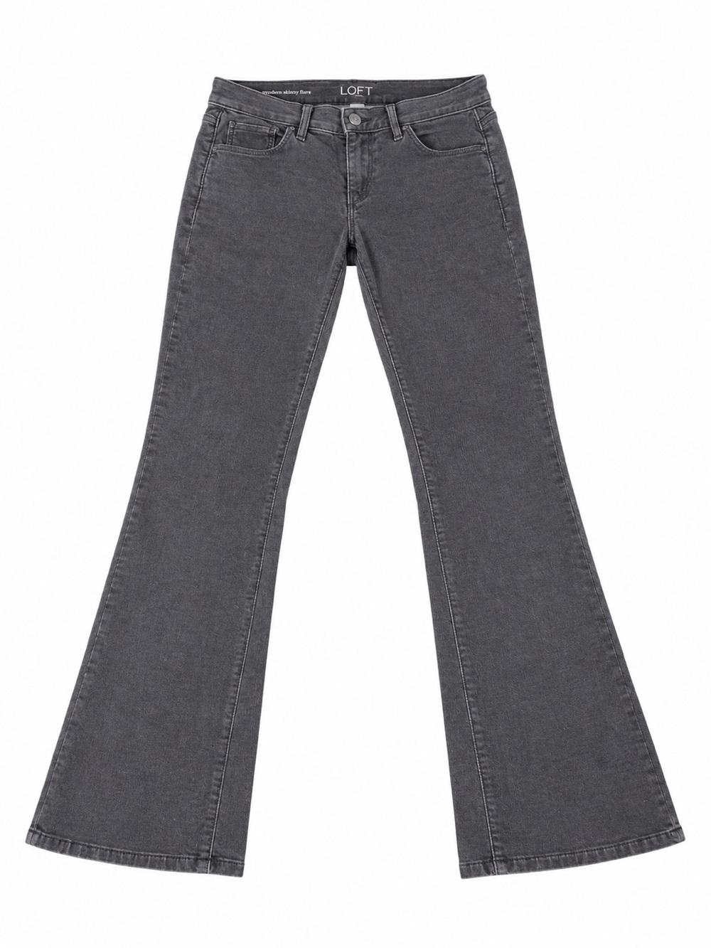 Ann Taylor Loft Charcoal Gray Light Weight Corduroy Slightly Flared Jeans